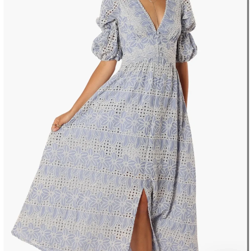 Petal & Pup Light Blue Floral Lace Maxi Dress - Picture 2 of 4